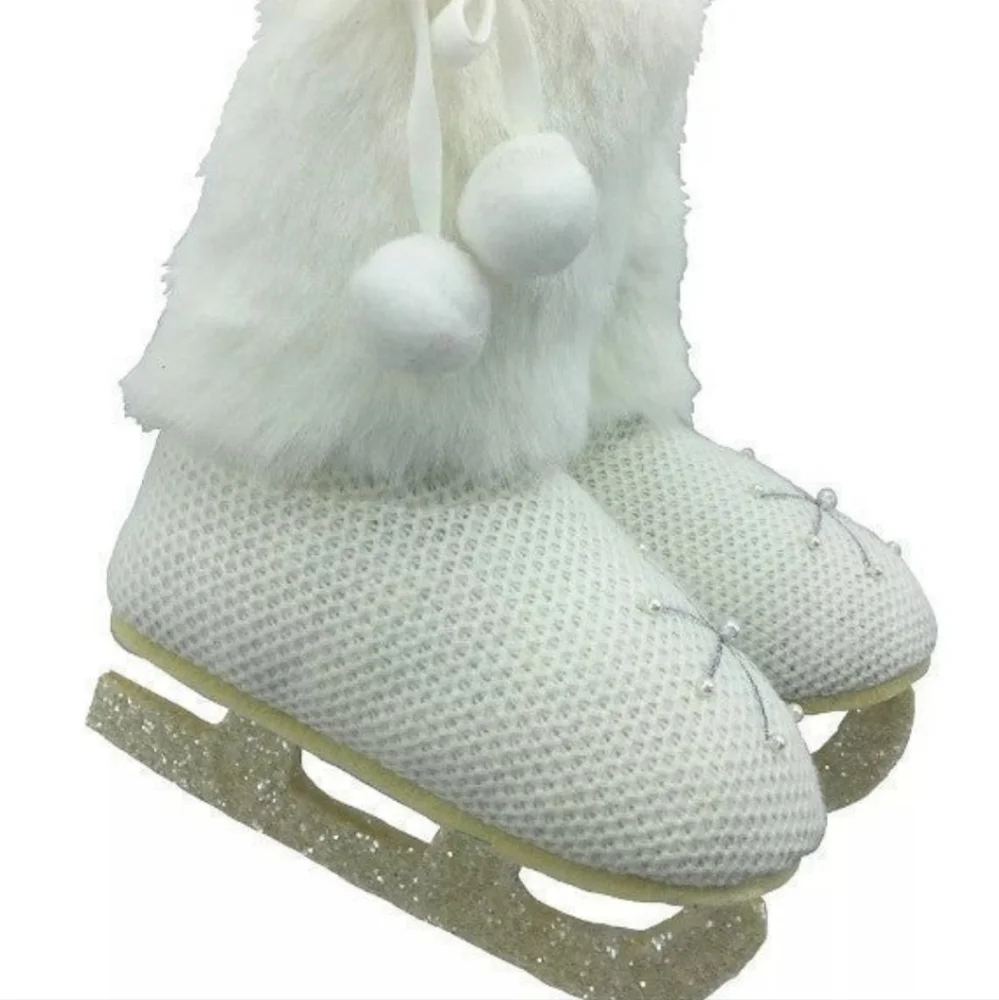 Shimmery Chic Snowflake Ice Skates Holiday Sports Decor XL Ornament BNWT RETIRED
